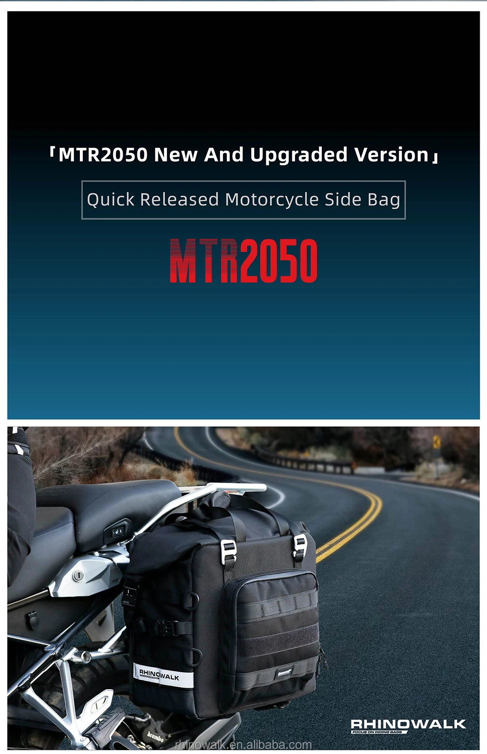 Rhinowalk Motorcycle Side Bag, 25l Motorbike Seat Saddle Tail Bag ADV Motorcycle Rear Rack Travel Luggages - 1 Piece