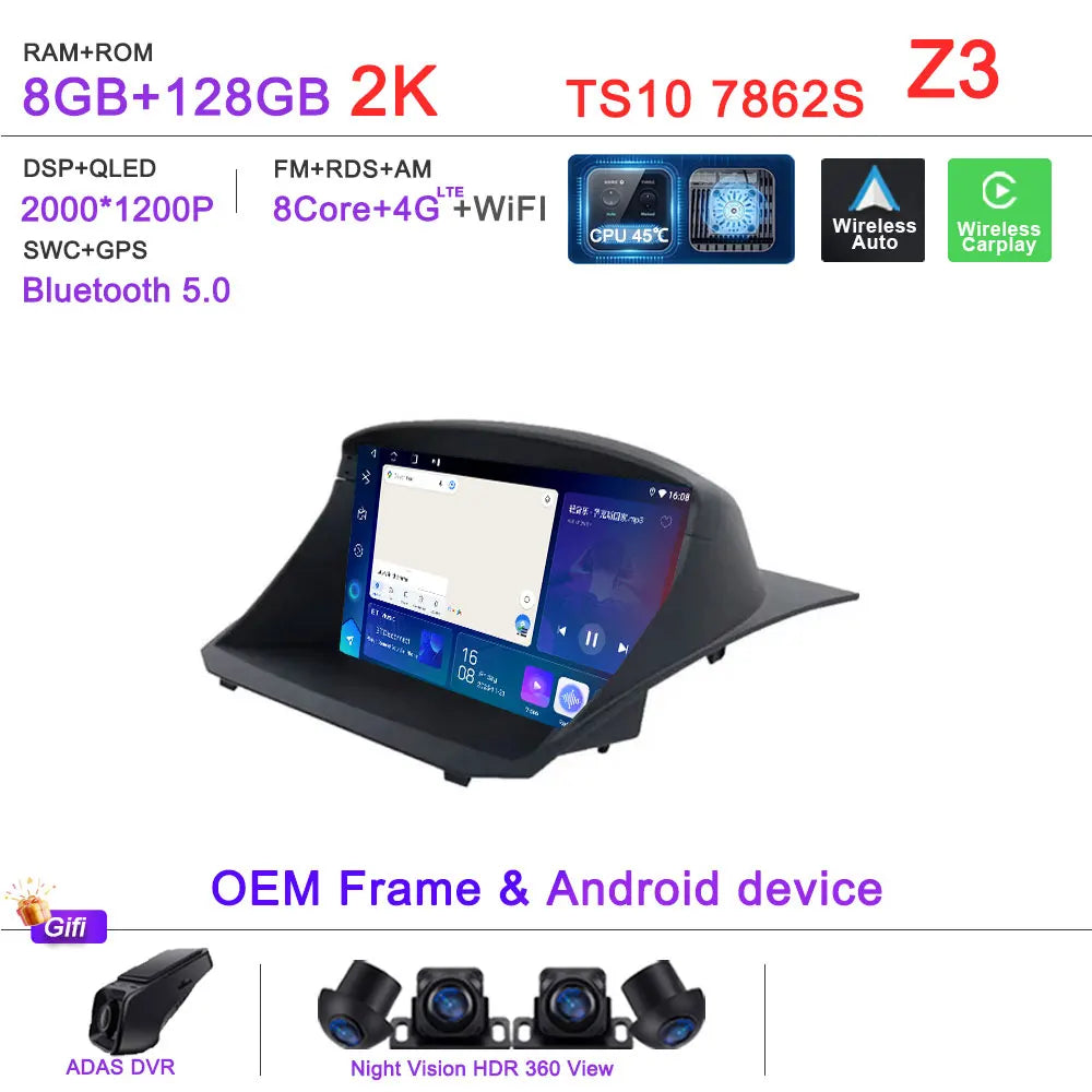 Android 16 Car Radio For Ford Fiesta MK6 Mk7 2009 2010 2012 2014 2015 2016 2017 Multimedia Player GPS Navigation DSP Head Unit