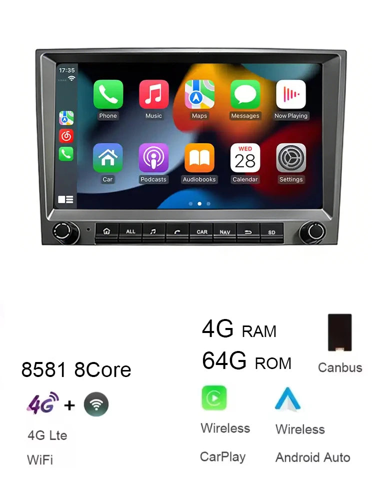 Car radio For Porsche 911 997 987 Cayman Boxster 720P CarPlay 8" gray Android 14.0 Car player  8GB multimedia GPS car stereo