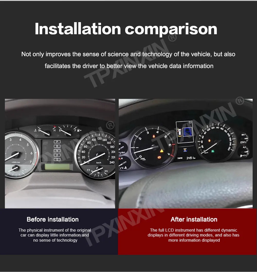 Car Digital Cluster For Toyota Land Cruiser 200 LC200 2008-2020 LCD Instrument Panel Virtual Cockpit Dashboard Speedometer TPMS