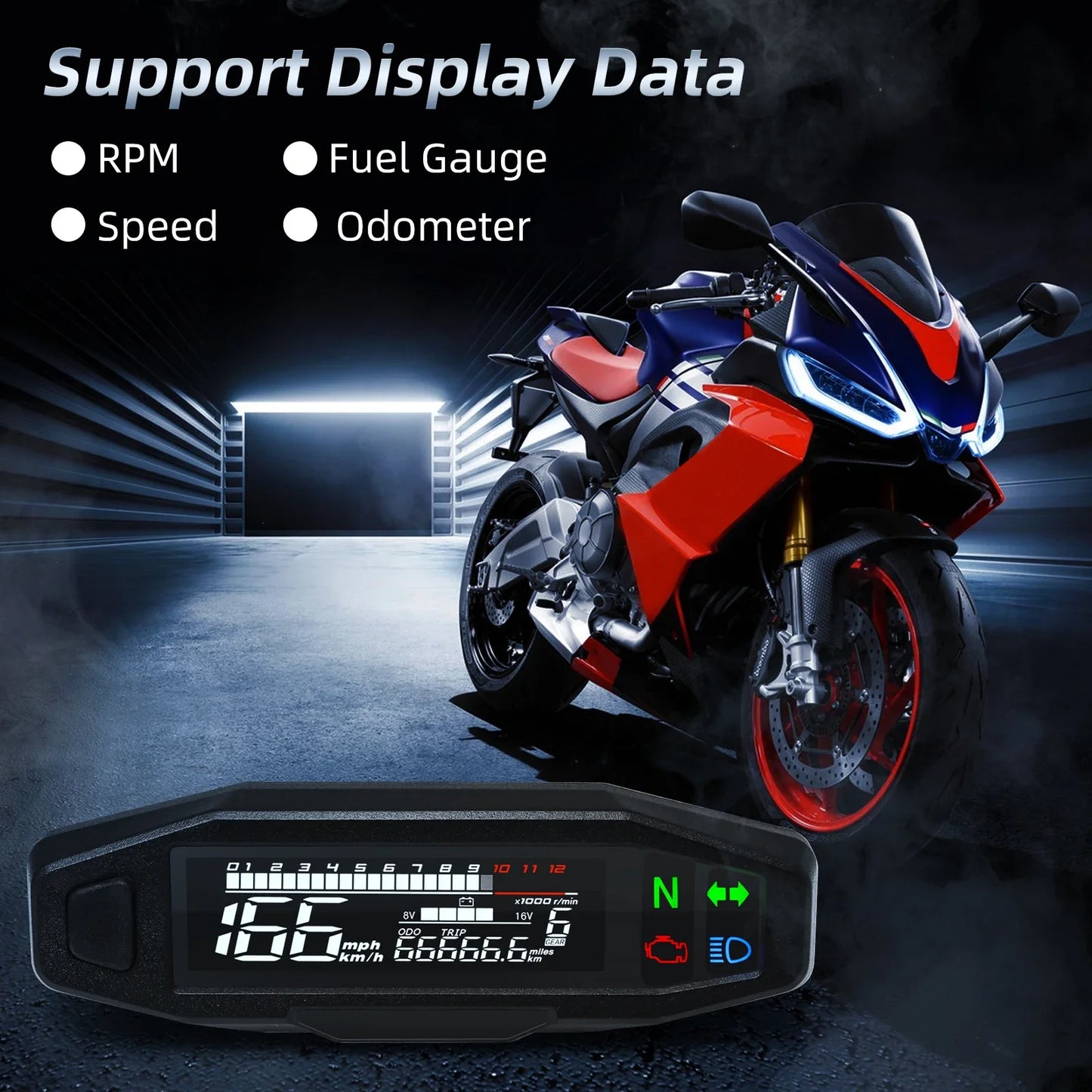 *l Motorcycle Speedometer for KTM EXC 250 RUSI KR200 Digital Meter Electric Injection Carburetor RPM Odometer No Sensor
