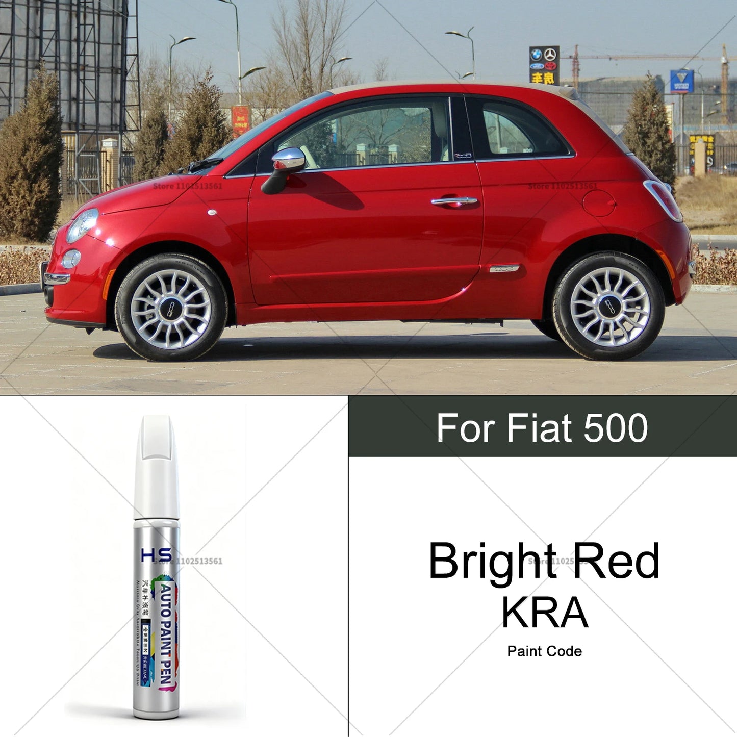 For Fiat 500 Car Paint Repair Pen Touch Up Scratch Remover DIY Auto Accessories Black Red White Silver Grey Yellow Orange Brown