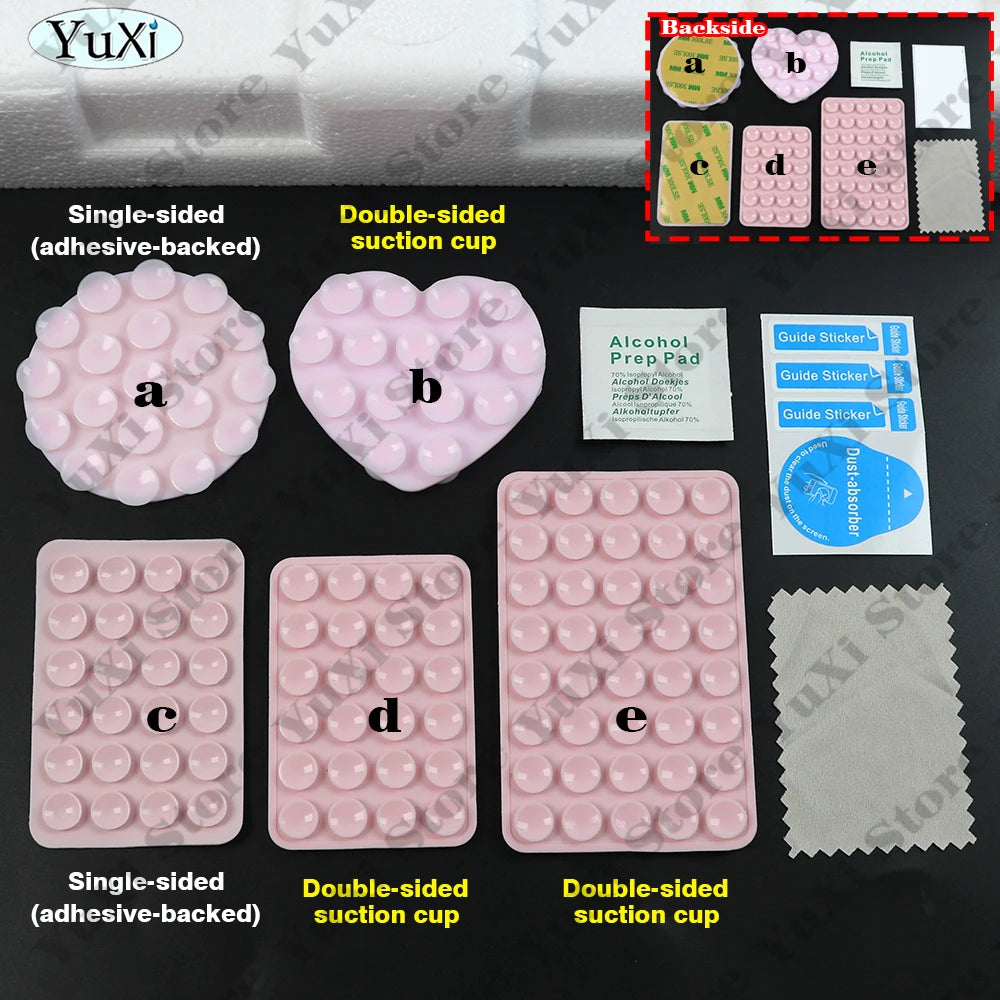 YuXi 5in1 Silikon Vantuz Seti – Tek & Çift Taraflı, Telefon Tutucu, Duvar & Masa Sabitleme