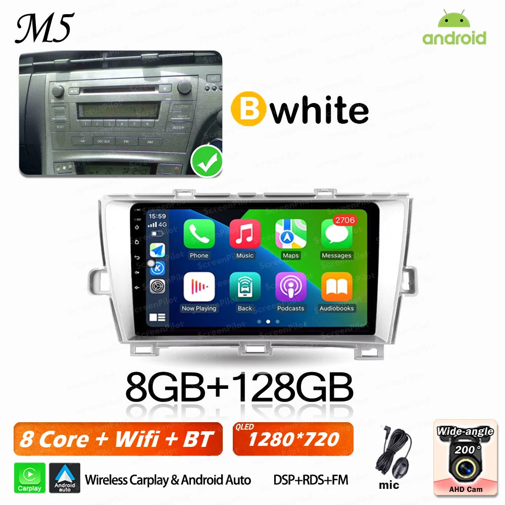 Android 16 For Toyota Prius 2009 2010 2011 2012 2013 2015 Car Radio XW30 Wireless Carplay Android Auto Car Multimedia Player 5G