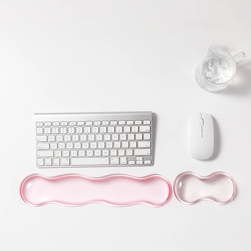 Bilek Destekli Mouse Pad - Kaydırmaz Silikon Şeffaf Klavye Bilekliği Masaüstü Ofis Oyun