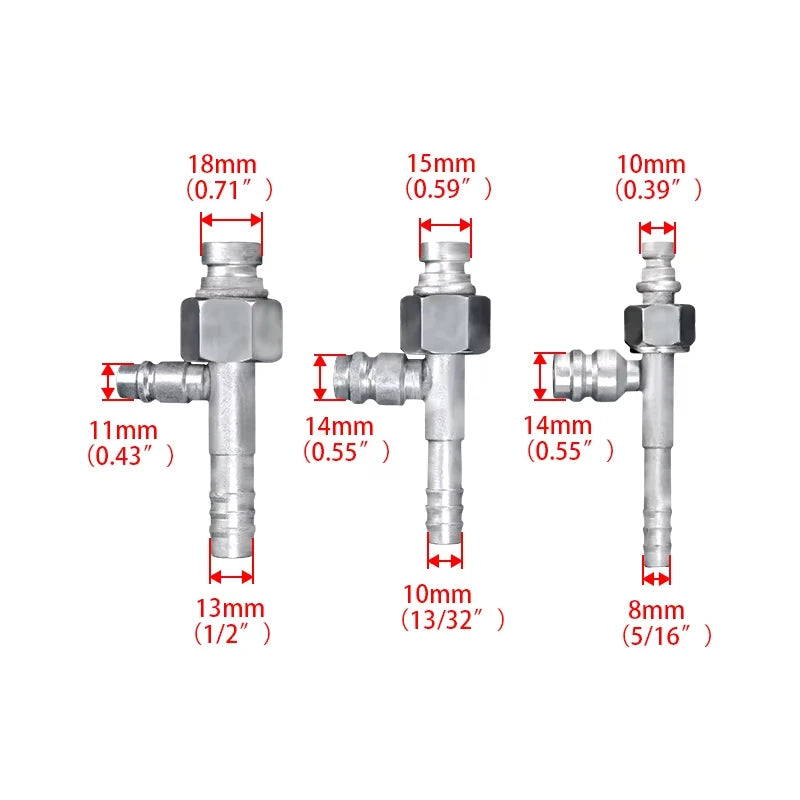 #6 #8 #10 Car Air Conditioning Gas-jet Fittings Aluminium Straight / 90 Degree Joint with Gas filling nozzle fittings R134a Auto