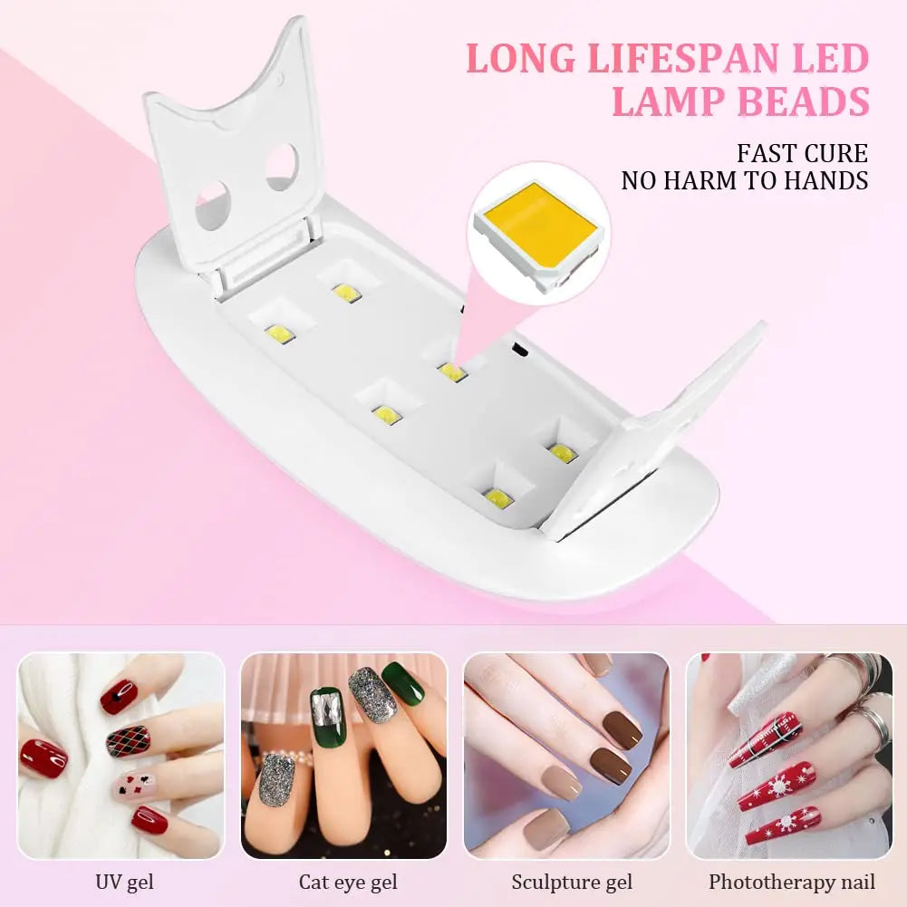 Mini UV LED Tırnak Kurutma Lambası 6W – Taşınabilir Jel Oje Kurutucu, 45s/60s Zamanlayıcı, USB Bağlantılı