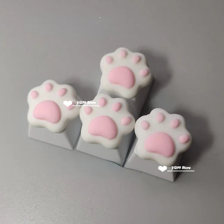 4'lü Sevimli Kedi Pençesi Klavye Tuş Kapağı Seti – Mekanik Klavye R4 Ok Tuşları İçin Pembe DIY Keycap