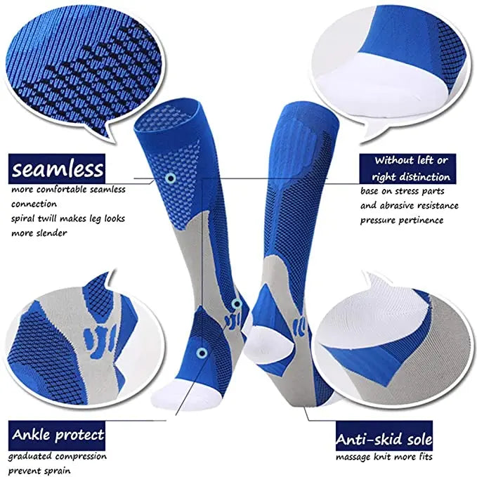 12 Colors Compression Socks For Football Anti Fatigue Pain Relief Men Women 20-30 Mmhg Running Socks Fit For Sport Socks