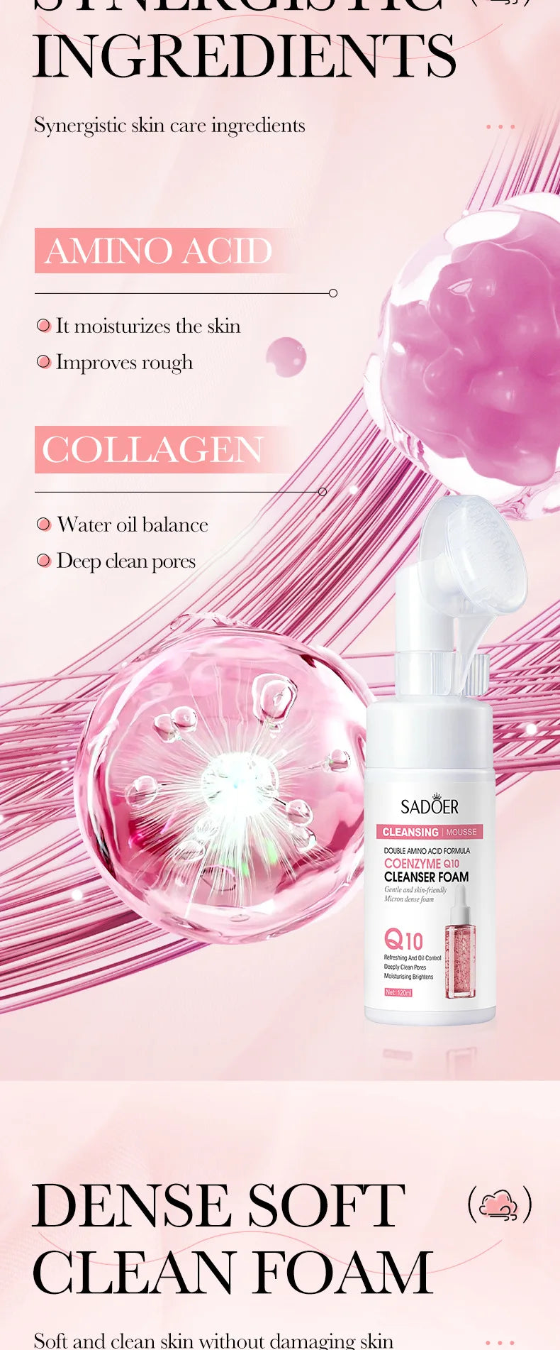 SADOER Q10 & C Vitamini Yüz Temizleme Köpüğü – Nemlendirici, Aydınlatıcı Cilt Bakımı