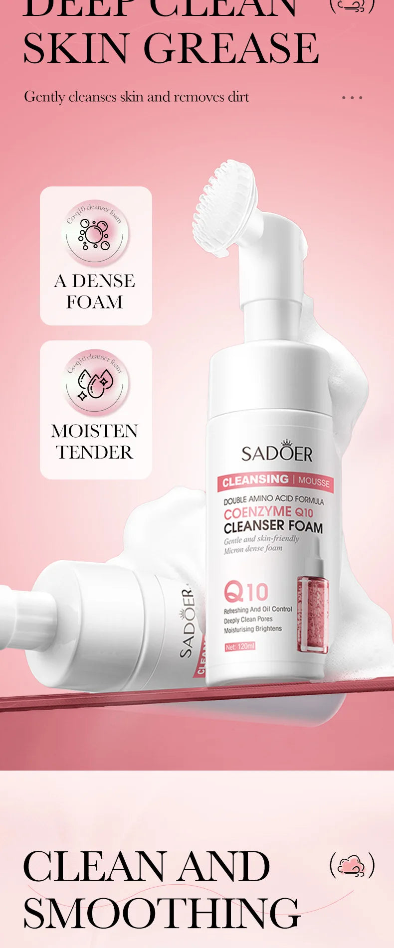 SADOER Q10 & C Vitamini Yüz Temizleme Köpüğü – Nemlendirici, Aydınlatıcı Cilt Bakımı