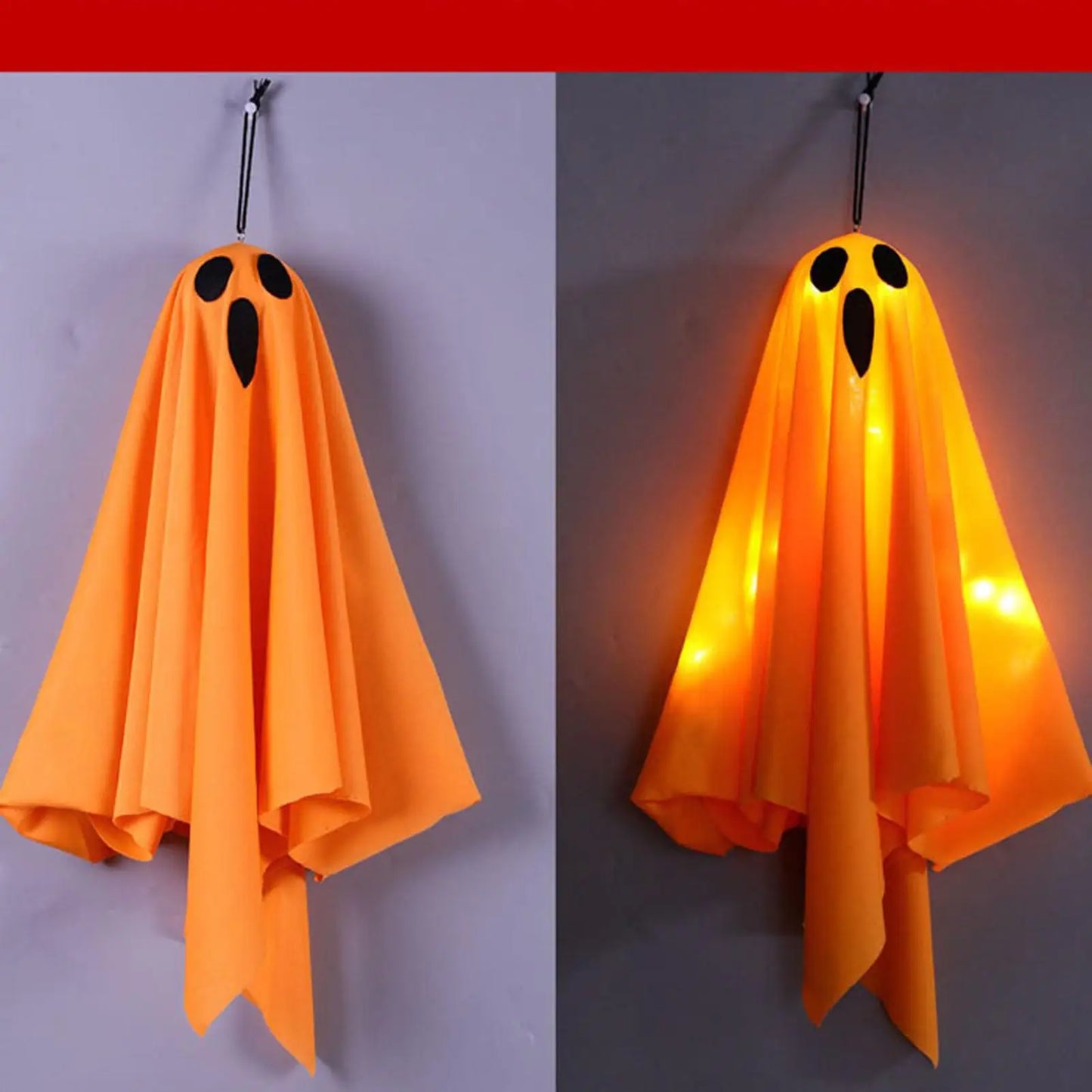 Light Up Halloween LED Ghost Hangs Decoration White Flying Ghosts Tree Ornaments Halloween Pendant For House Party Supplies