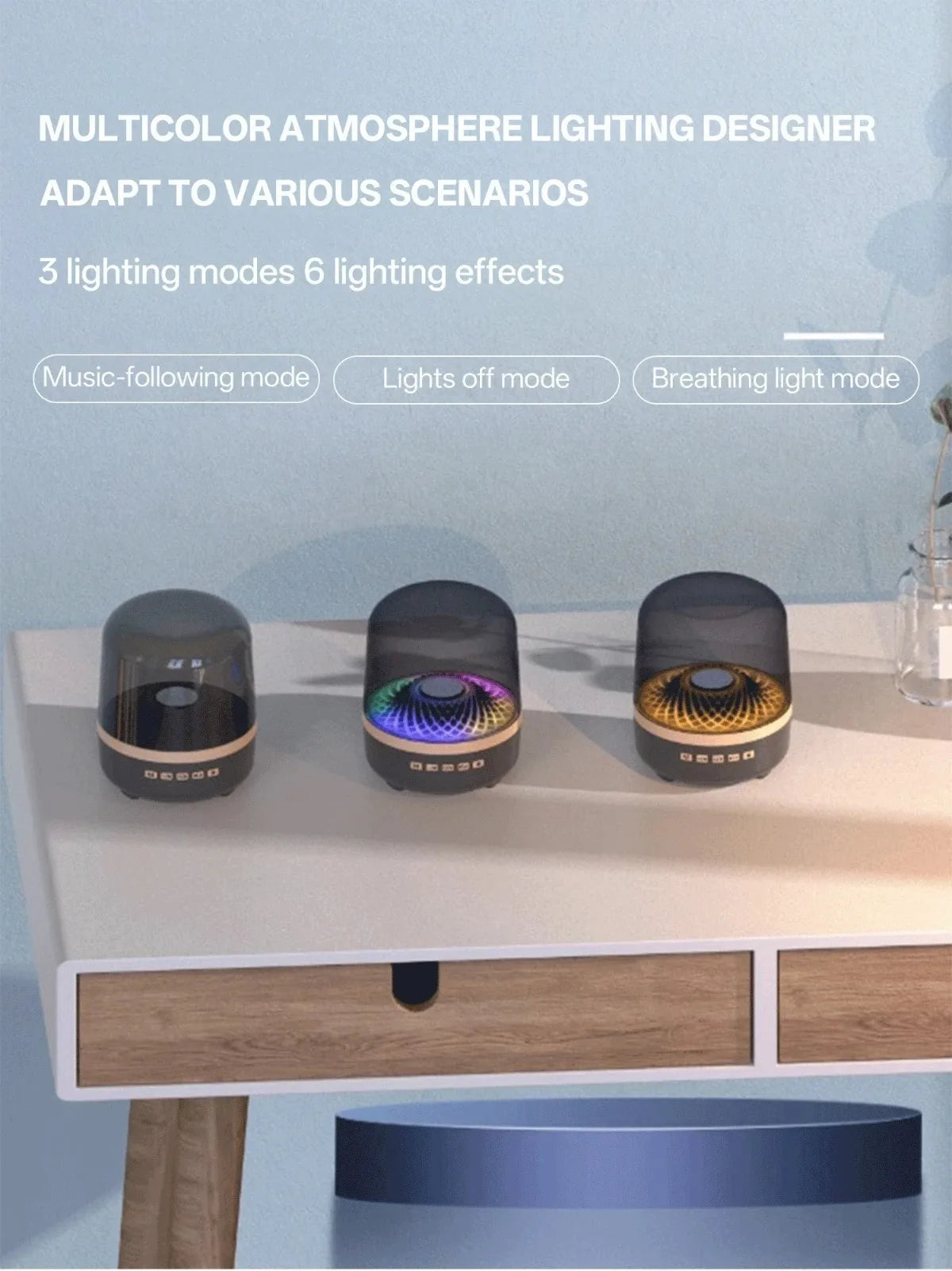 Tragbare kabellose Soundbar – Bluetooth 5.3 Heimkino-System, Subwoofer, Hi-Fi-Sound, atmende Lampe, Android- und iOS-kompatibel