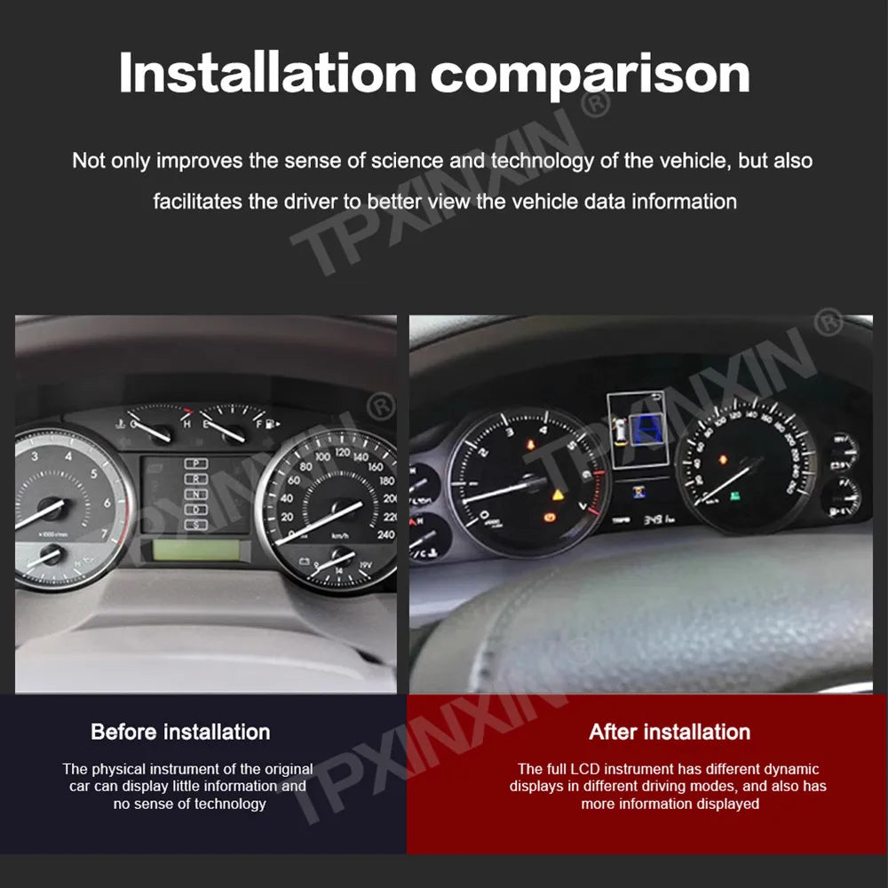 Car Digital Cluster For Toyota Land Cruiser 200 LC200 2008-2020 LCD Instrument Panel Virtual Cockpit Dashboard Speedometer TPMS