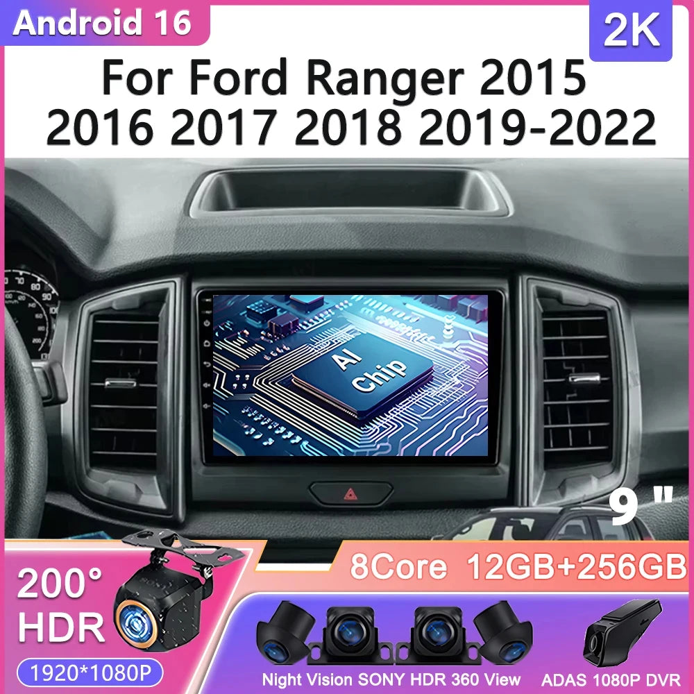 Car GPS Android 16 For Ford Ranger 2015 - 2022 Multimedia Auto Radio Player Navigation Stereo Head Unit No 2din DVD Touch Screen