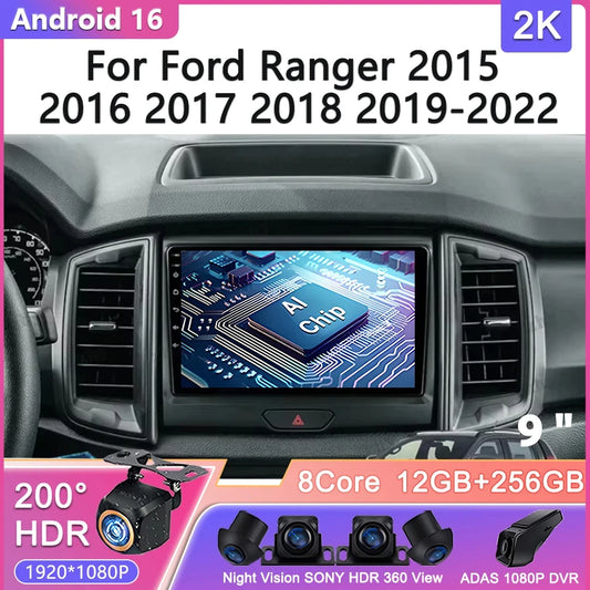 Car GPS Android 16 For Ford Ranger 2015 - 2022 Multimedia Auto Radio Player Navigation Stereo Head Unit No 2din DVD Touch Screen