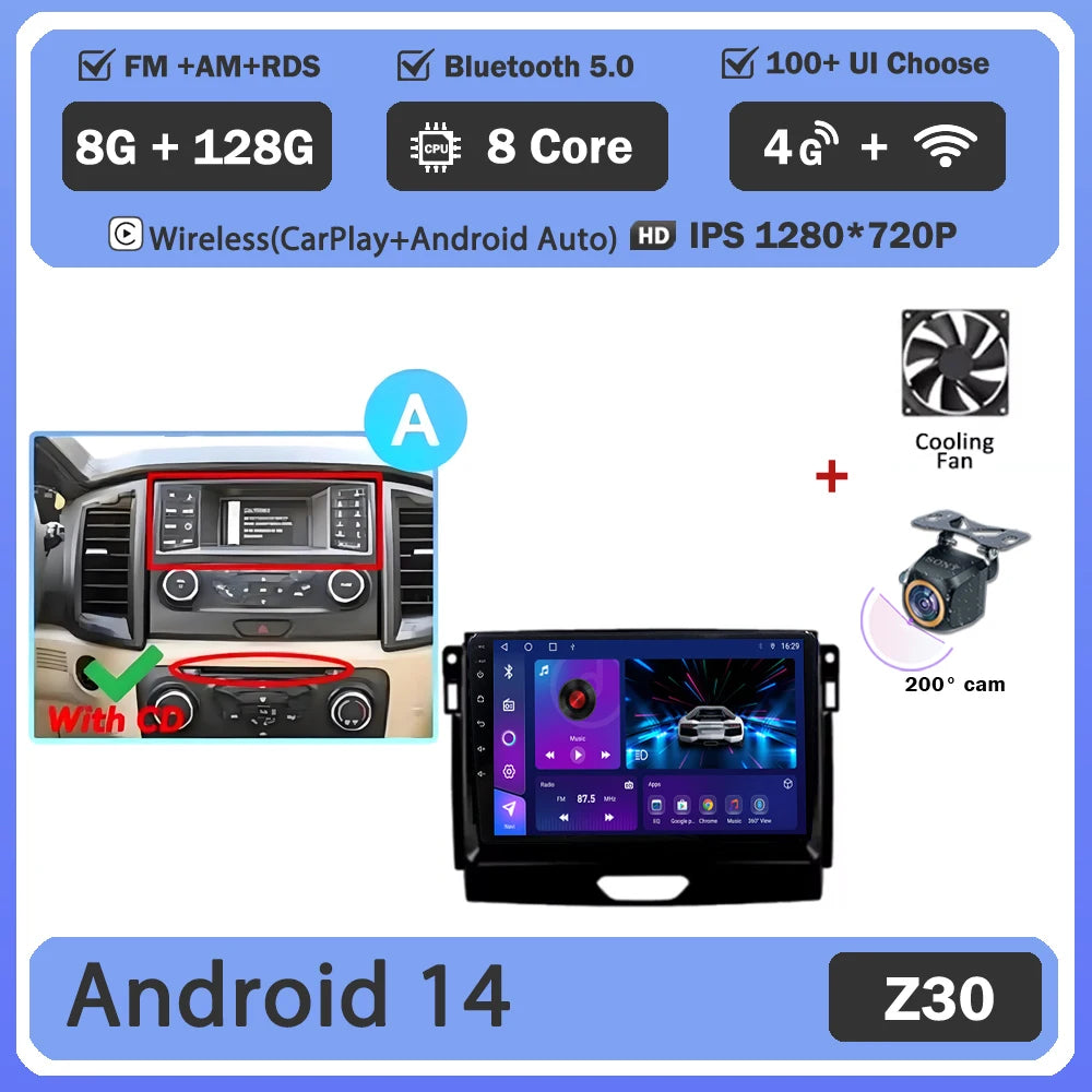 Car GPS Android 16 For Ford Ranger 2015 - 2022 Multimedia Auto Radio Player Navigation Stereo Head Unit No 2din DVD Touch Screen