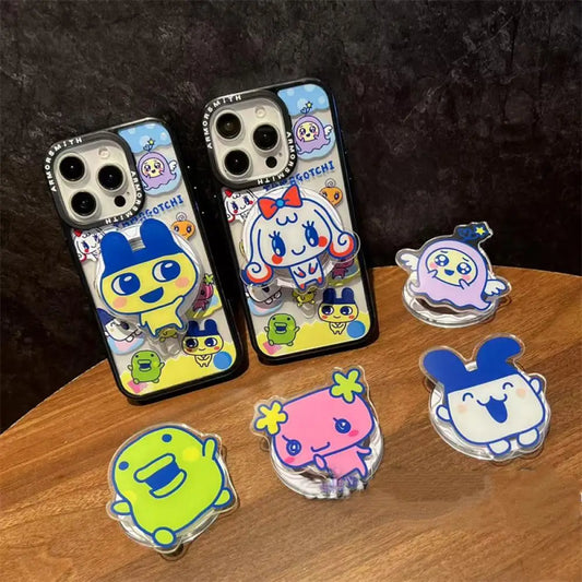 Tamagotchi Stili Şeffaf Manyetik Telefon Tutucu - Katlanabilir PVC Masa Standı