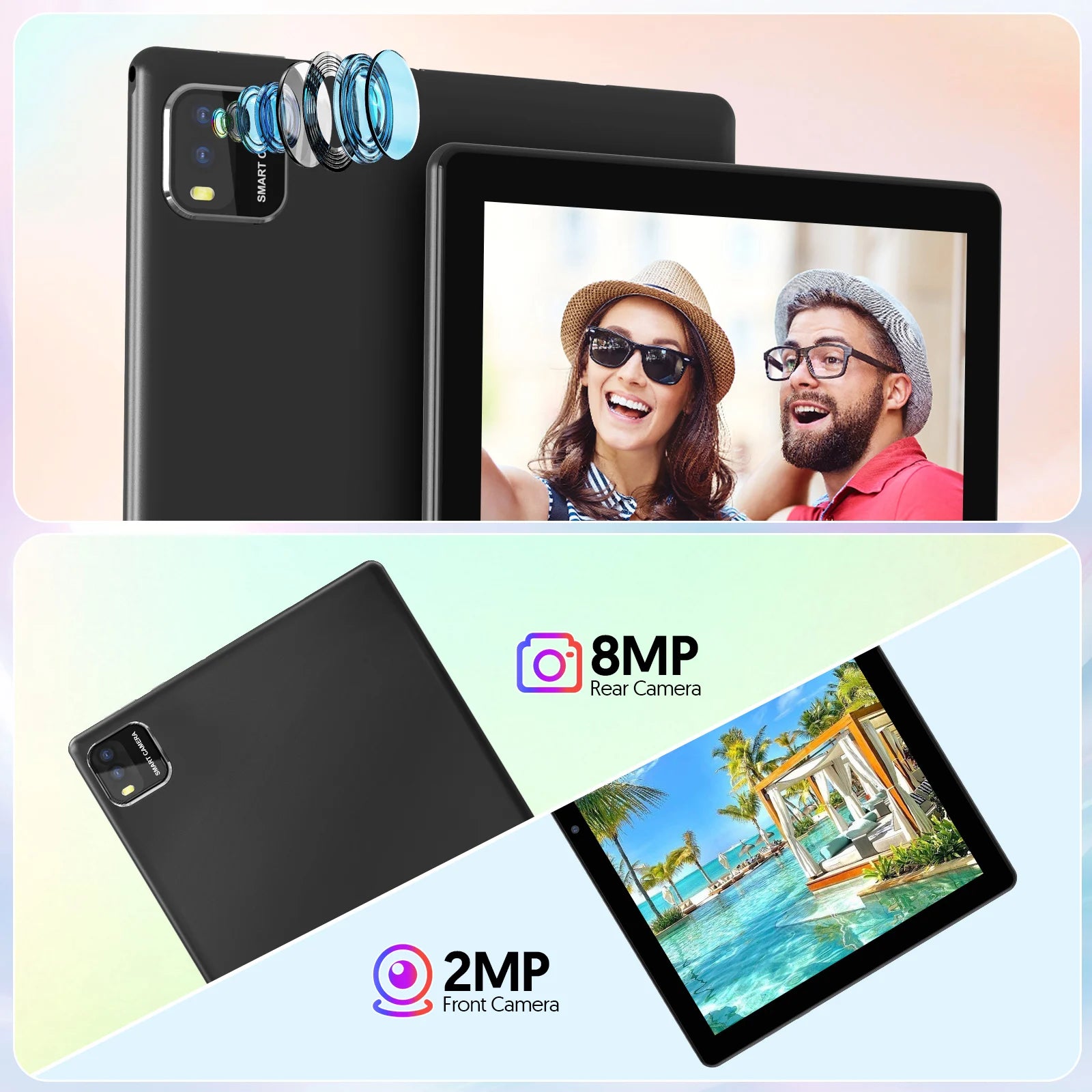 BAKEN 10 İnç Android 15 Tablet - Dört Çekirdekli, 12GB RAM + 64GB Depolama, 5G WiFi, 1280x800 Çift Kamera