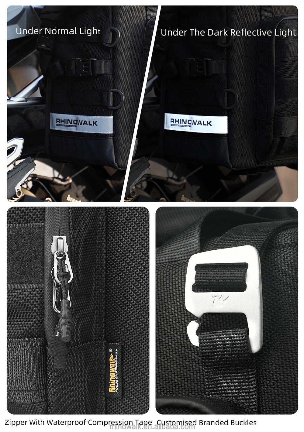 Rhinowalk Motorcycle Side Bag, 25l Motorbike Seat Saddle Tail Bag ADV Motorcycle Rear Rack Travel Luggages - 1 Piece