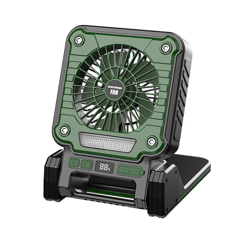 Cross-border New Products Outdoor Portable Solar Fan Multifunctional Folding Tent Light Outdoor Camping Fan Camping Light