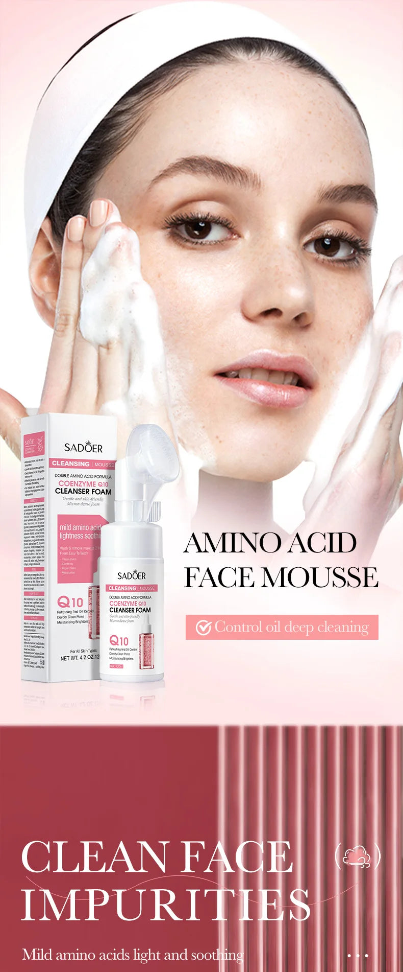 SADOER Q10 & C Vitamini Yüz Temizleme Köpüğü – Nemlendirici, Aydınlatıcı Cilt Bakımı