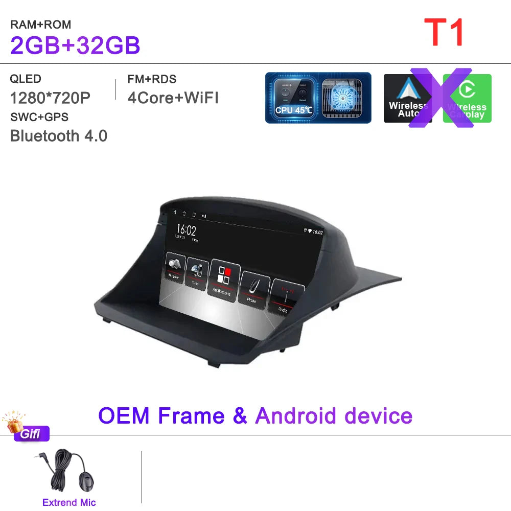 Android 16 Car Radio For Ford Fiesta MK6 Mk7 2009 2010 2012 2014 2015 2016 2017 Multimedia Player GPS Navigation DSP Head Unit