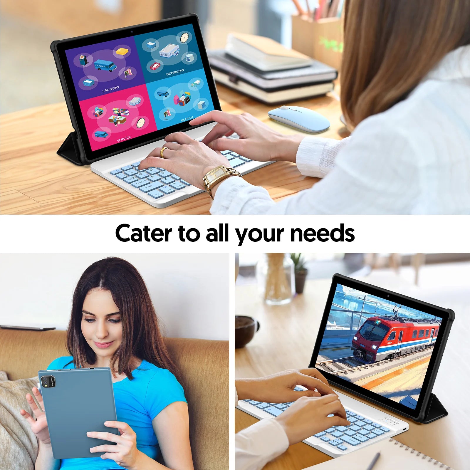 BAKEN 10 İnç Android 15 Tablet - Dört Çekirdekli, 12GB RAM + 64GB Depolama, 5G WiFi, 1280x800 Çift Kamera
