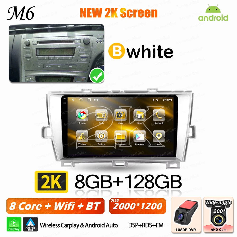 Android 16 For Toyota Prius 2009 2010 2011 2012 2013 2015 Car Radio XW30 Wireless Carplay Android Auto Car Multimedia Player 5G