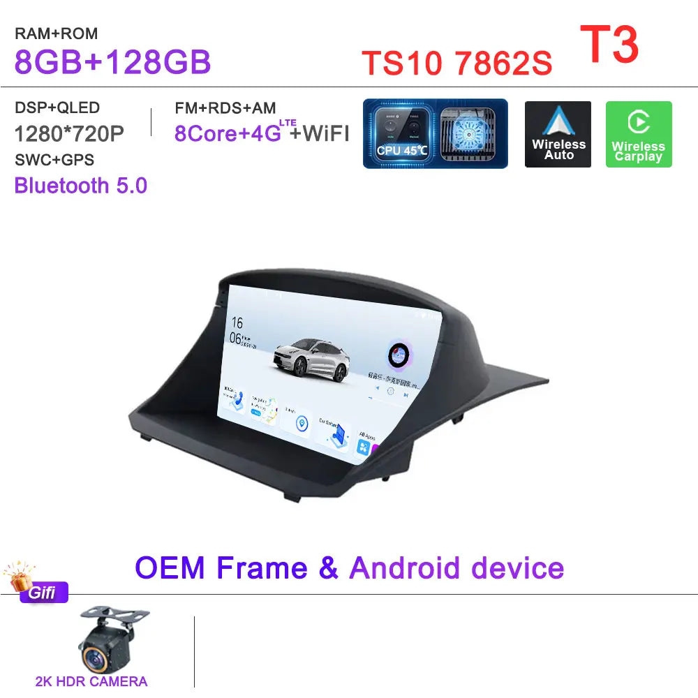 Android 16 Car Radio For Ford Fiesta MK6 Mk7 2009 2010 2012 2014 2015 2016 2017 Multimedia Player GPS Navigation DSP Head Unit