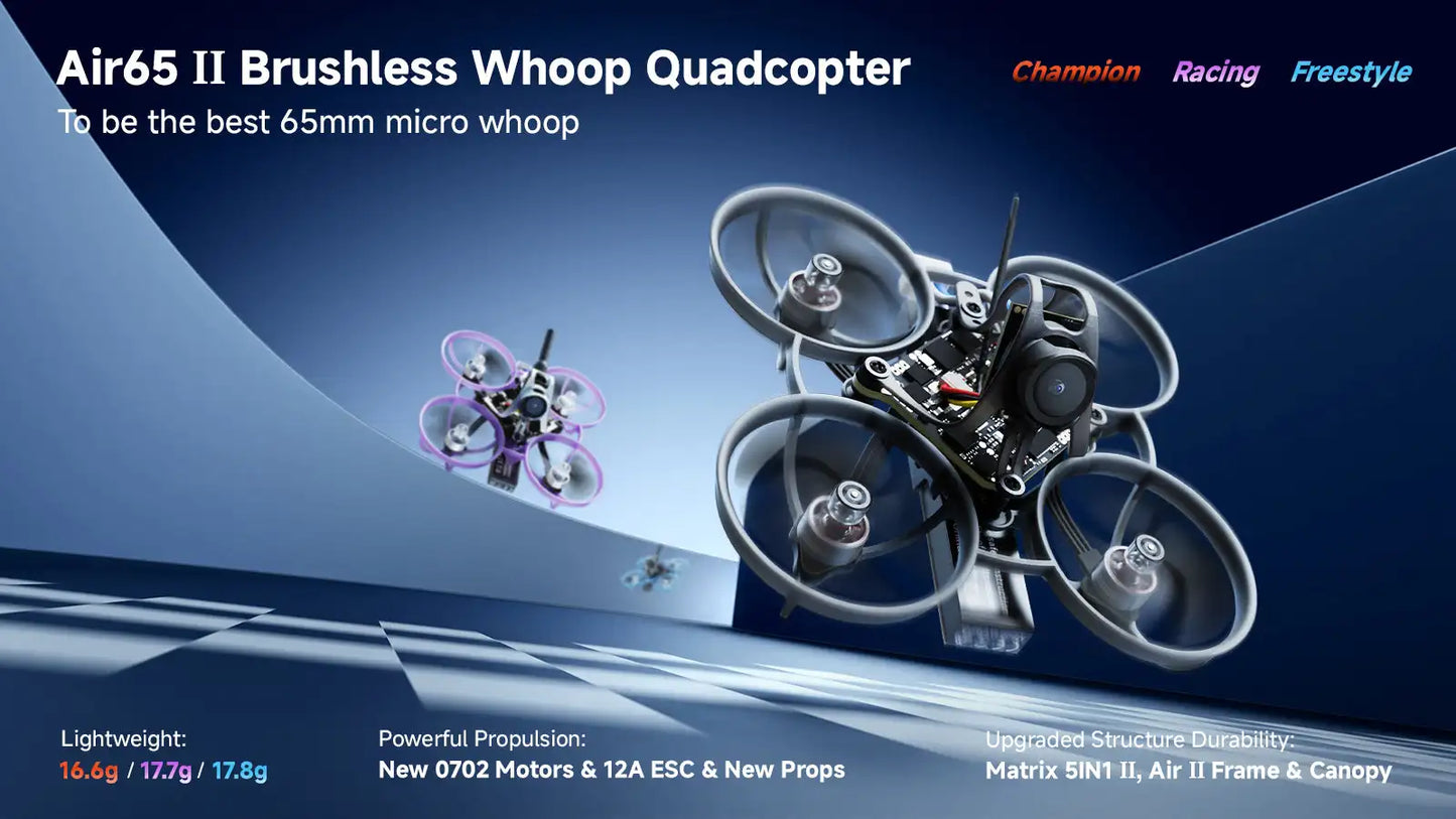 BETAFPV Air65 II Brushless Whoop Drone | 65mm 1S FPV Racing Quadcopter | Ultralight Micro Whoop for Indoor/Outdoor Racing