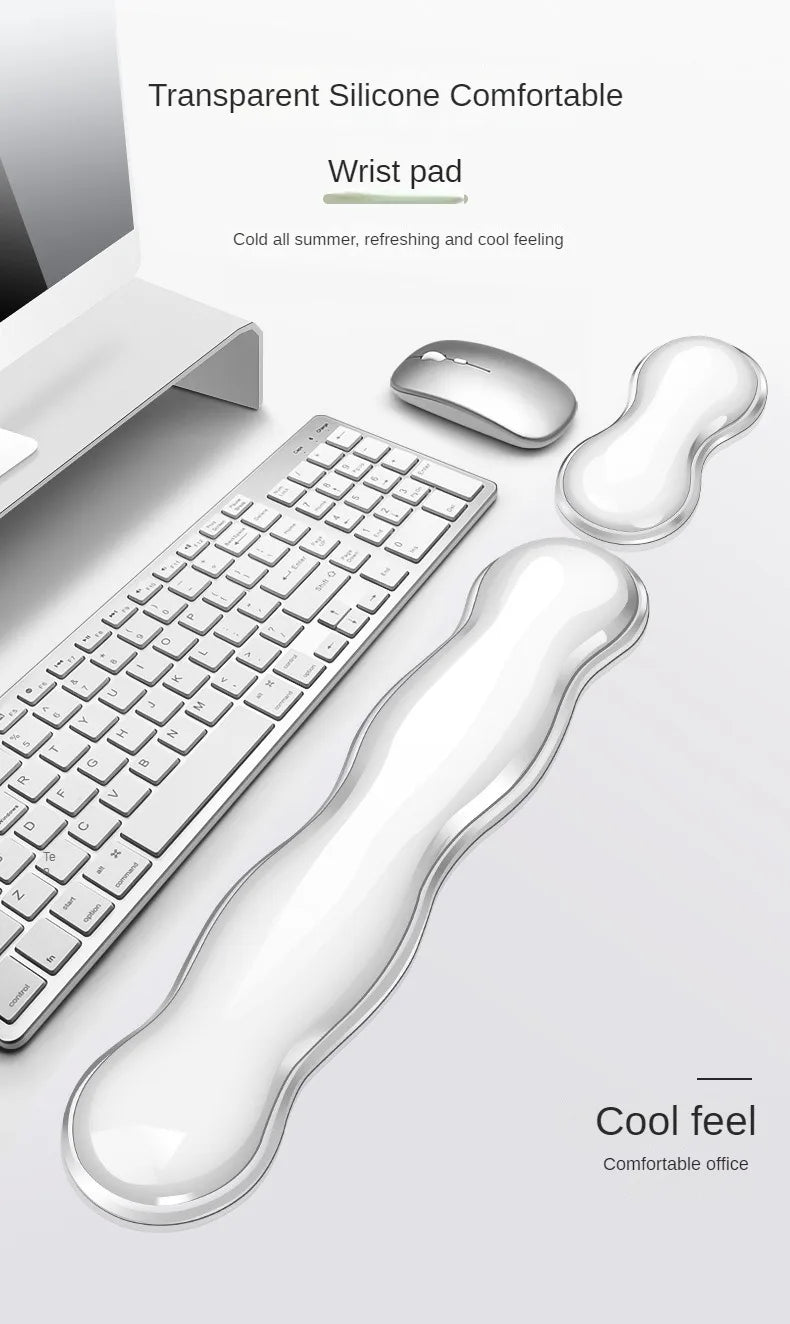 Bilek Destekli Mouse Pad - Kaydırmaz Silikon Şeffaf Klavye Bilekliği Masaüstü Ofis Oyun