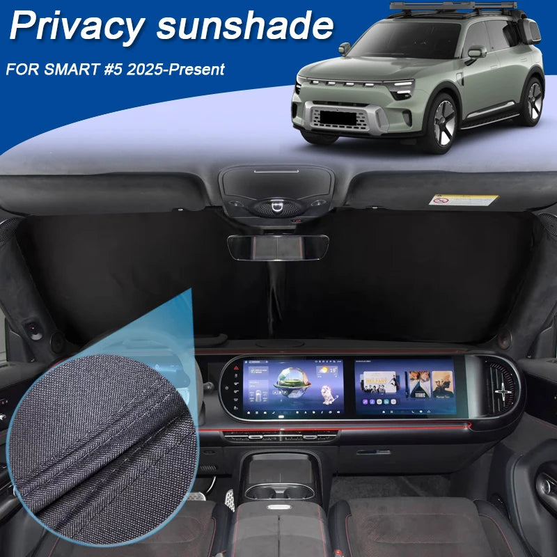 Car Black Windows Privacy Sunshade For SMART #5 2025-Present Anti-UV Heat Insulation Protect Cover Interior Auto Accessories