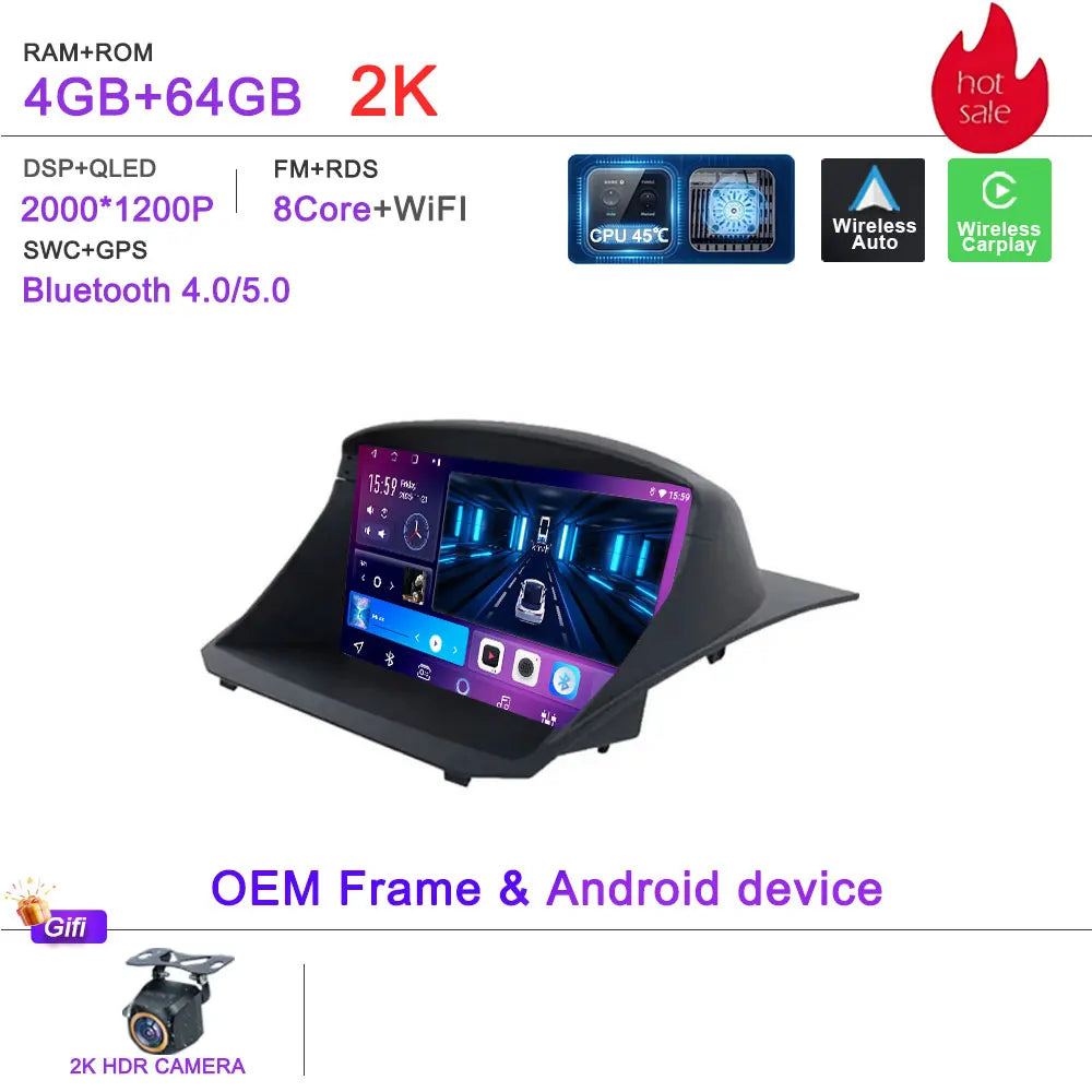 Android 16 Car Radio For Ford Fiesta MK6 Mk7 2009 2010 2012 2014 2015 2016 2017 Multimedia Player GPS Navigation DSP Head Unit