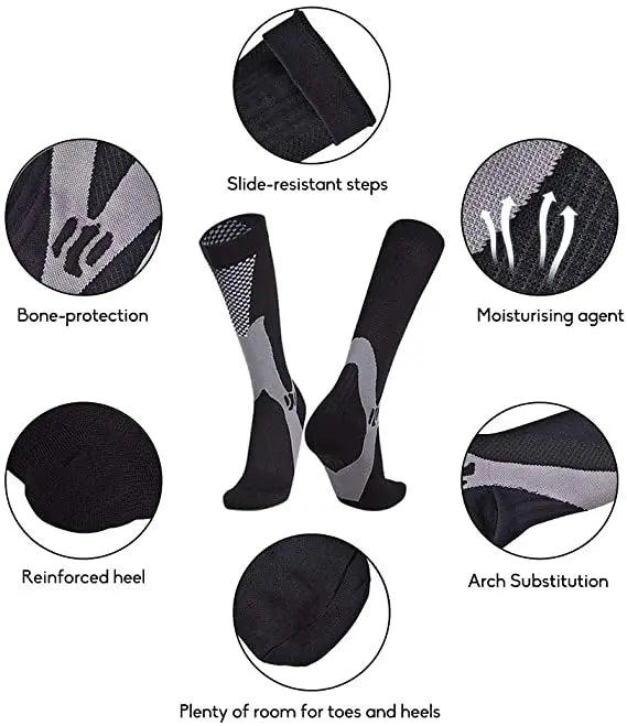 12 Colors Compression Socks For Football Anti Fatigue Pain Relief Men Women 20-30 Mmhg Running Socks Fit For Sport Socks