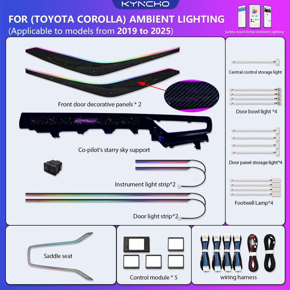 KYNCHO Car LED Lighting Lamp for toyota corolla Ambient Lighting Kit Symphony Car Ambient Light Automotive Ambient Lighting
