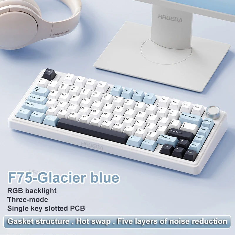 AULA F75 Mekanik Oyun Klavyesi – RGB, 75%, Tri-Mode (2.4G/Bluetooth/Kablo), Gasket Yapı, Gradient Tasarım