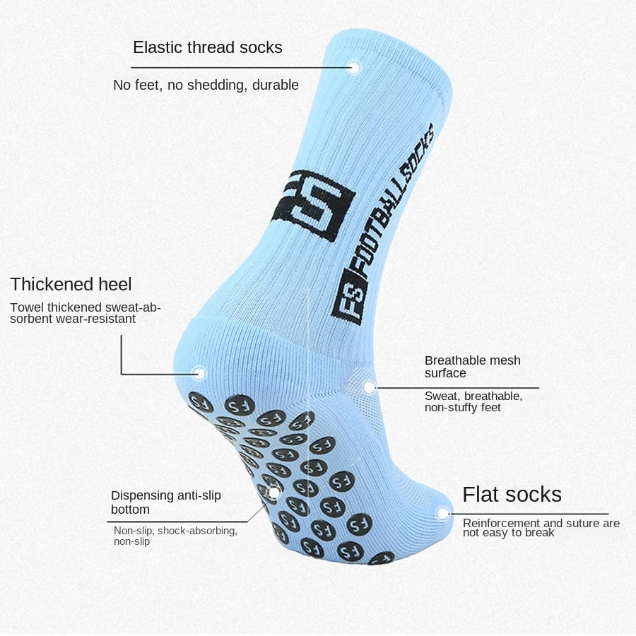 Football socks, men's mid length sports socks, running socks, anti slip thick towel bottom, wear-resistant