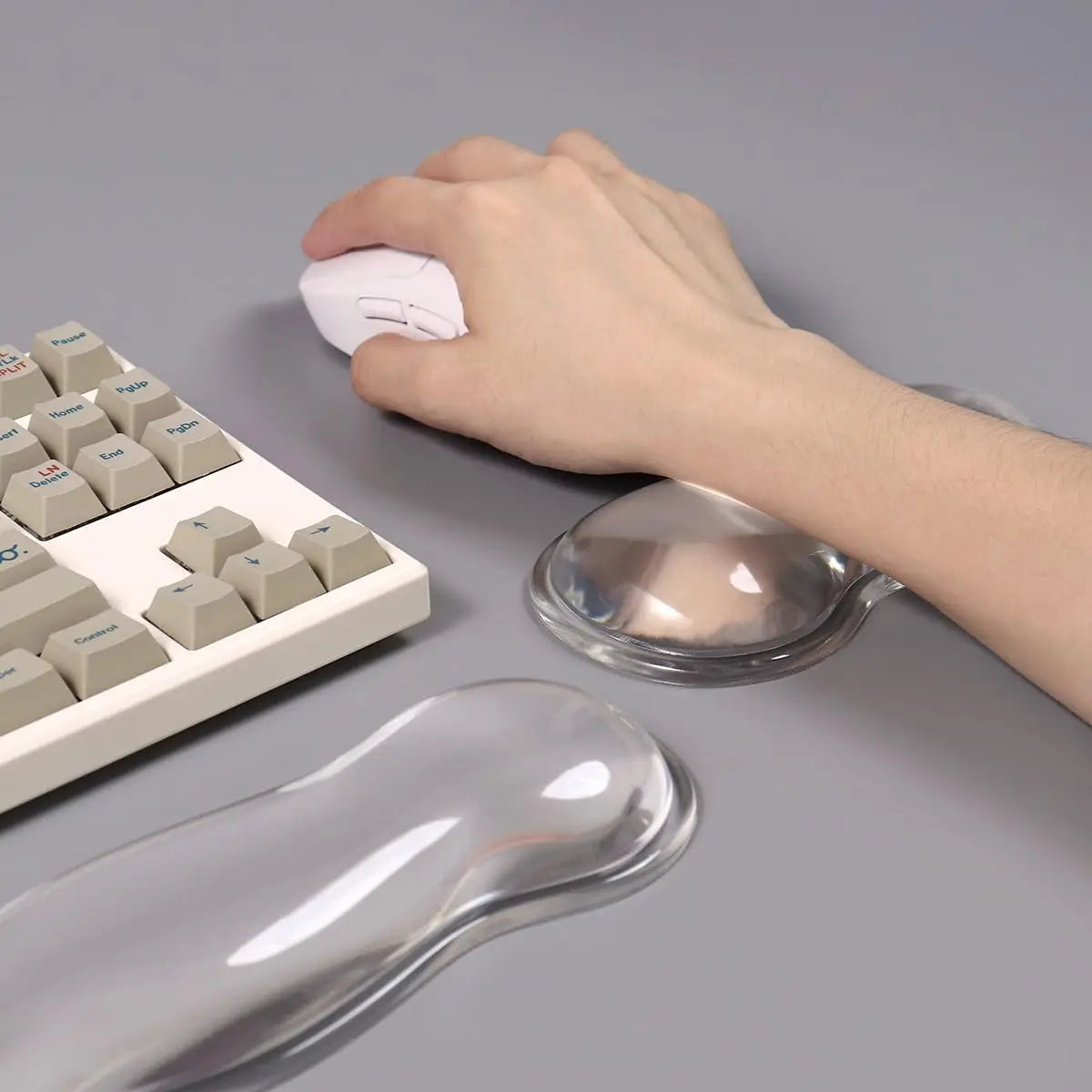Bilek Destekli Mouse Pad - Kaydırmaz Silikon Şeffaf Klavye Bilekliği Masaüstü Ofis Oyun