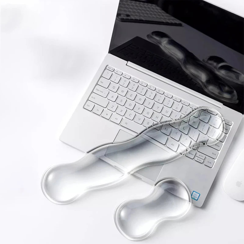 Bilek Destekli Mouse Pad - Kaydırmaz Silikon Şeffaf Klavye Bilekliği Masaüstü Ofis Oyun