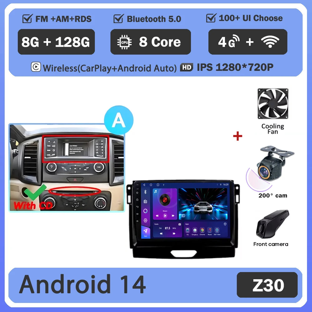 Car GPS Android 16 For Ford Ranger 2015 - 2022 Multimedia Auto Radio Player Navigation Stereo Head Unit No 2din DVD Touch Screen