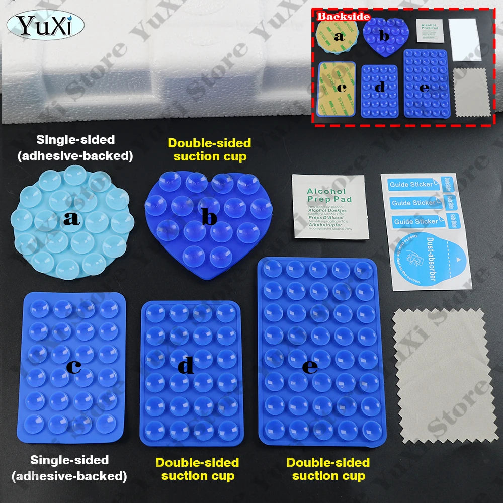 YuXi 5in1 Silikon Vantuz Seti – Tek & Çift Taraflı, Telefon Tutucu, Duvar & Masa Sabitleme