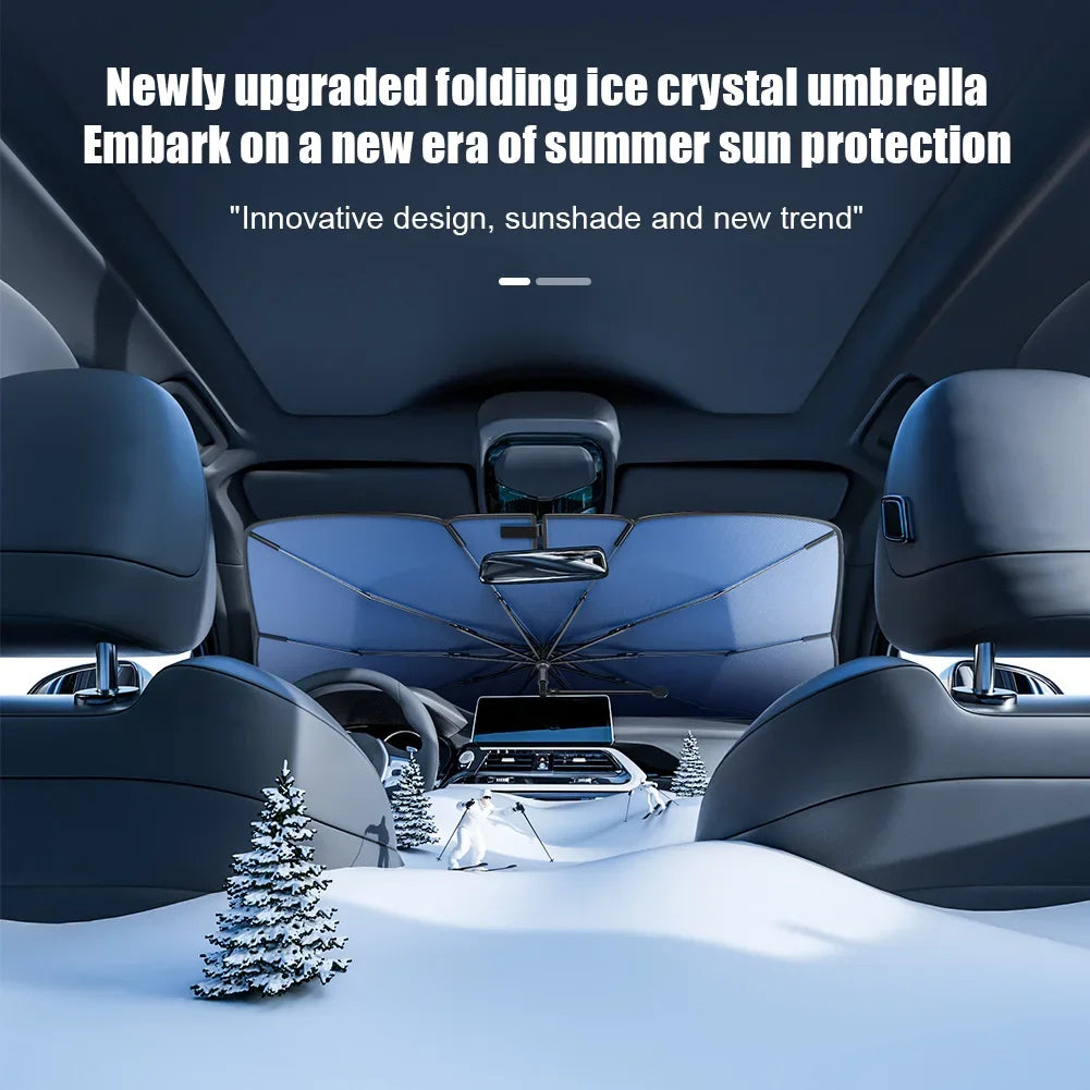 360° Rotatable Car Sunshade Windshield Umbrella Bendable Handle UV Protection Front Window Sunshade Summer Car Accessory