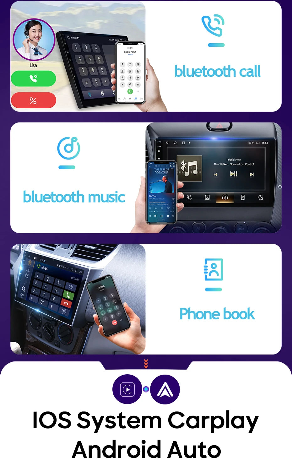 For Peugeot Partner 1 2002-2008 Car Radio Carplay Navigation GPS Multimedia Player Android Auto Video Display WiFi 4G No 2din 2K