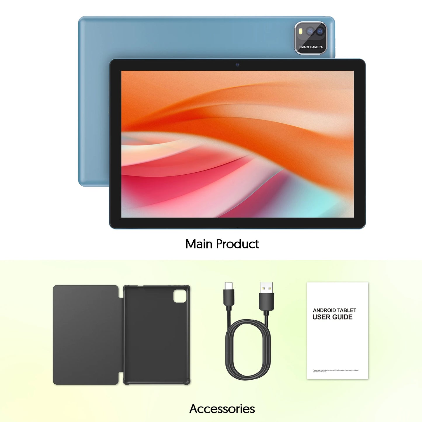 BAKEN 10 Zoll Android 15 Tablet - Quad-Core, 12GB RAM + 64GB Speicher, 5G WiFi, 1280x800 Dual-Kamera