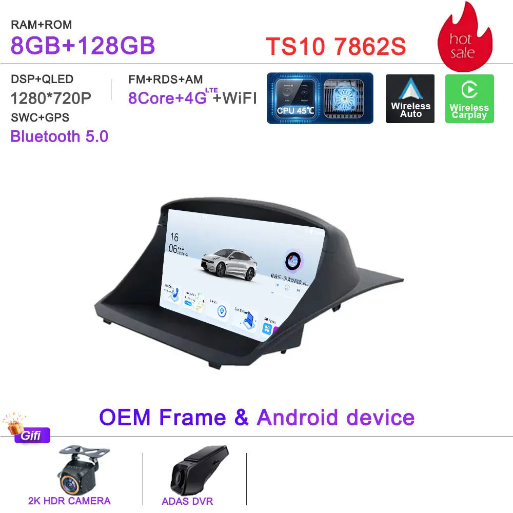 Android 16 Car Radio For Ford Fiesta MK6 Mk7 2009 2010 2012 2014 2015 2016 2017 Multimedia Player GPS Navigation DSP Head Unit