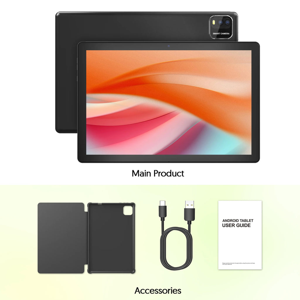 BAKEN 10 İnç Android 15 Tablet - Dört Çekirdekli, 12GB RAM + 64GB Depolama, 5G WiFi, 1280x800 Çift Kamera