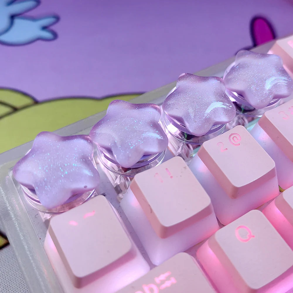 4'lü Sevimli Kedi Pençesi Klavye Tuş Kapağı Seti – Mekanik Klavye R4 Ok Tuşları İçin Pembe DIY Keycap