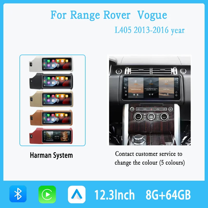 12.3" For Range Rover Vogue L405 2013-2017 Android 14 multimedia player car GPS radio Carplay automatically retains OEM menu