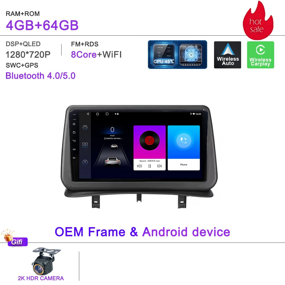 Car GPS Android 16 Auto Radio For Renault Clio 3 CLIO 3 2005-2014 Stereo Head Unit No 2din DVD QLED Screen Dash Cam Multimedia